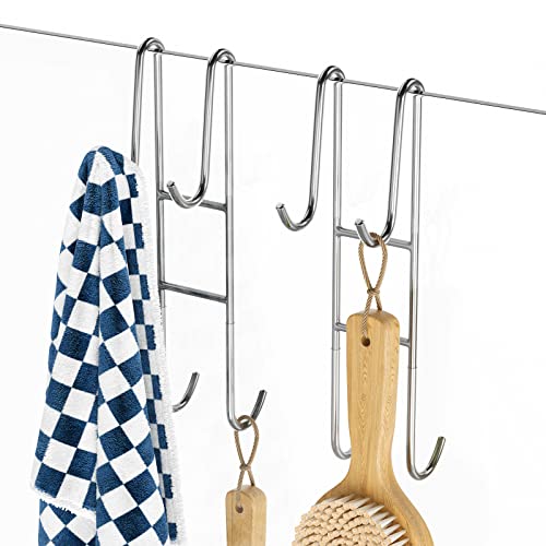 Cerbonny Shower Door Hooks (10 Inch), 2 Pack Extended Towel Hooks for Bathroom, Over Door Hooks, Shower Hooks for Frameless Glass Door, Silver - color: Silver, size: 10 in