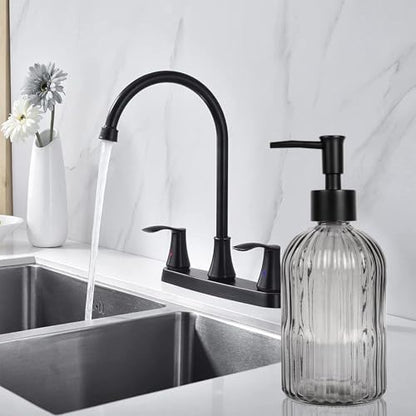 14Oz Black Pump Glass Soap Dispenser, Gray Stripe Countertop Refillable Liquid Bottle Hand Dish Lotion Dispenser with Plastic Pump, for Kitchen, Bathroom - color: Gray