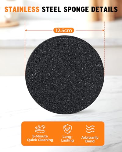Stainless Steel Sponge Suitable for Stainless Steel Surfaces Zero Chemicals Emery Sponges Long-Lasting for Heavy Duty Burnt-On Stain Removal (4-Pack)