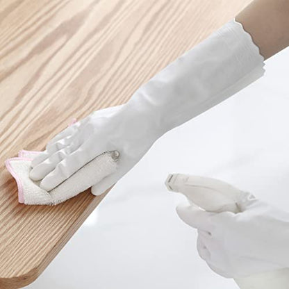 Bamllum Rubber Cleaning Gloves - 3 Pairs Latex Free Kitchen Cleaning Gloves with Cotton Liner- Household Dishwashing Gloves, Non- Slip Waterproof (Medium, Blue+Pink+White) - color: Blue+pink+white, size: Medium
