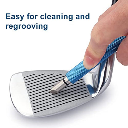 Bulex Golf Club Groove Sharpener, Re-Grooving Tool and Cleaner for Wedges & Irons - Generate Optimal Backspin - Suitable for U & V-Grooves - color: Blue