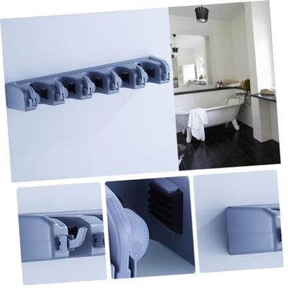 PRETYZOOM Multi-purpose Wall Mounted Mop Organizer Holder Friction Grips and Hooks Storage for Home Kitchen and Bathroom Use Space-saving Design for Brooms Mops and Tools