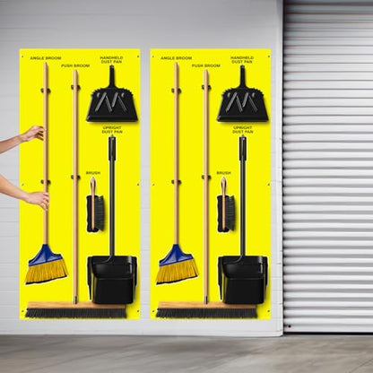 Clean & Sweep 5S Shadow Board/Wall Mount Broom Holder, 68" x 30" Board, 5S Cleaning Station - Board Only, Tools Sold Separately, Made in The USA by AccuformNMC, Yellow/Black, PSB114YLBK - color: Yellow/Black