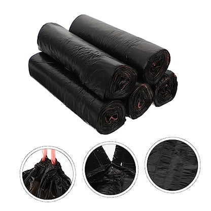 CALLARON Thickened Drawstring Garbage Bags 5-Pack Large Multi-Color Kitchen Trash Bags Sturdy Disposable Rubbish for Home and Office Use - color: black