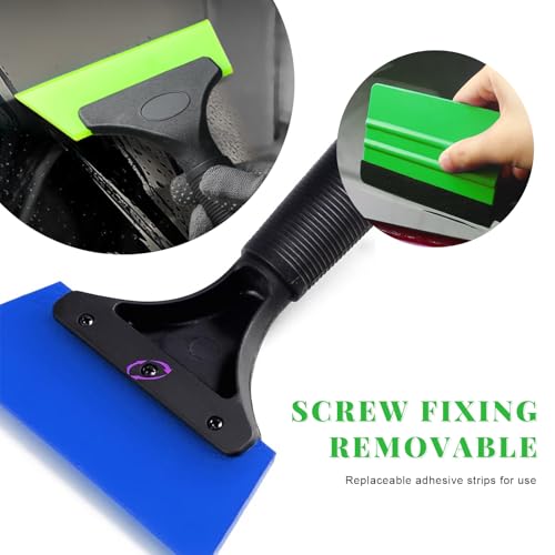 Yourkar 4 PCS Window Tint Kit Tools, Professional Vinyl Wrap Kit with Plastic Squeegee & Felt Squeegee, Universal Privacy Film Installation Tint Tools for Vehicle Glass Home (Blue+Green) - color: Blue+green