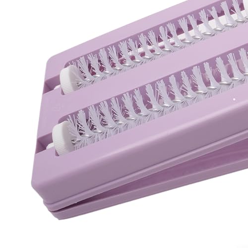 Handheld Carpet Sweeper Brush for Home Cleaning, Dust Removal Tool for Sofa Bed and Rug, Manual Crumb Collector with Push Button Empty Design(purple) - color: purple