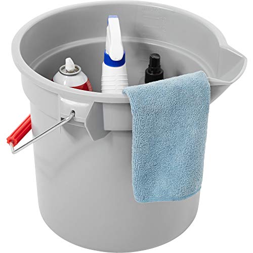 Rubbermaid Commercial Products BRUTE 14 Quart Round Bucket Gray Heavy-Duty Construction for Professional/Janitorial Cleaners - color: Gray, size: 3.5 Gallon, style: Single Pack