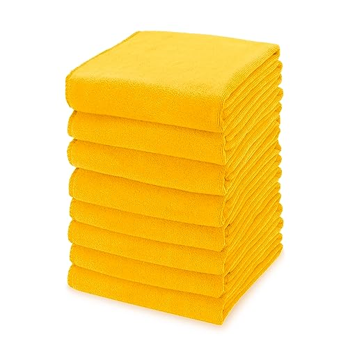 kimteny 13x28 Inches Kitchen Cloth Dish Towels, 400 GSM Premium Dishcloths, Super Absorbent Coral Velvet Microfiber Cleaning Cloths, Fast Drying Rags for Washing Dishes (Orangr, 8 Pack) - color: Orangr, size: 8 Pack
