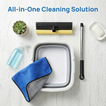 Window Cleaning Kit, Squeegee with Bucket for Windshield Cleaning, Bathroom, Shower Doors, Mirrors, Tiles, and Car Windows (Grey) - color: Gray
