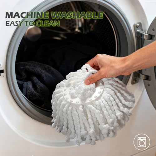 Spin Mop Bucket System,Masthome Pedal Spin Mop and Bucket with Wringer Set,EasyWring Microfiber Mop with 3 Mop Pads,360°Spinning Floor Cleaning System - Home & Office Suitable - color: Green+dark Grey