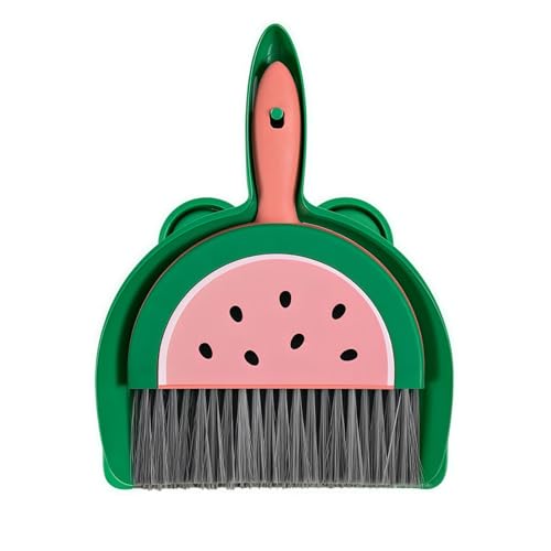 1Pcs Small Broom and Dustpan Set Cute Little Yellow Green Hand Mini Broom and Dustpan Set for Home Sofas Kitchen Countertops Storage Shelves Bathrooms Pet Areas - color: Green