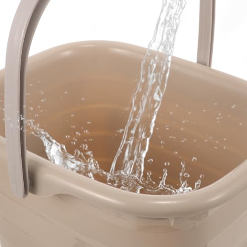 GANAZONO Multipurpose Plastic Cleaning Bucket with Handle 11L Rectangular Household Water Storage Soaking Tub for Mopping and Bathing in Khaki