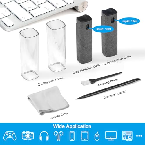 walrfid 2 Pack Computer Screen Cleaner, MacBook Screen Cleaner Spray and Wipe, Electronic Computer Laptop Cleaning Kit for iPad Pro, iPhone, Smartphone, Monitor, Car Display, Tablet, TV Screens, Grey - color: Grey, Grey