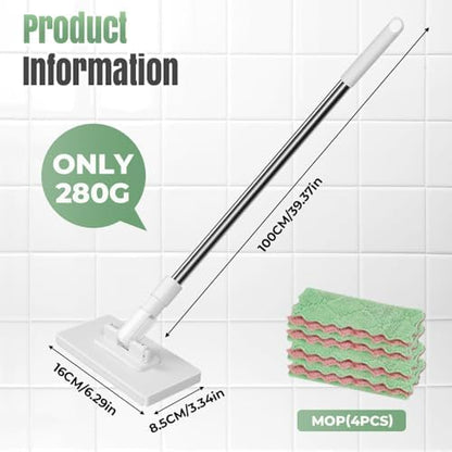 Disposable Dust Mop with Pressure Clamping System, 39 inch Long Handle Wet and Dry Flat Mopping Sweeper Stick with Locking Head & Sweeping Cloths for Multi Surface Floor Cleaning (1 mop+5 Clothes) - color: 1 Mop+5 Clothes