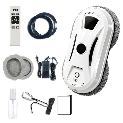 2026 New Automatic Window Cleaning Robot, Robot Window Cleaner with AI Intelligent Positioning & Edge Detection & 2800Pa Suction, Anti-Drop Safety for High-Rise Glass & Large Bay Windows (1Set) - color: 1set