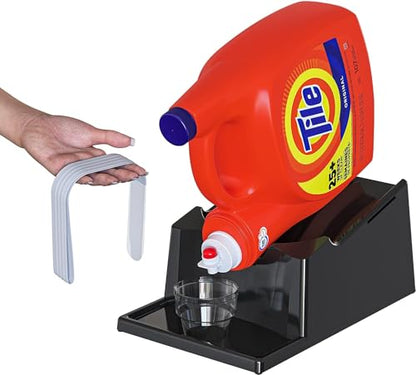 Skywin TidyFriend Laundry Detergent Holder Stand with Drip Tray, Laundry Soap Holder with Non-Slip Rubber Feet for Washing Space Organization, Angled Downward Slope for Easy Pouring (Black) - color: Black