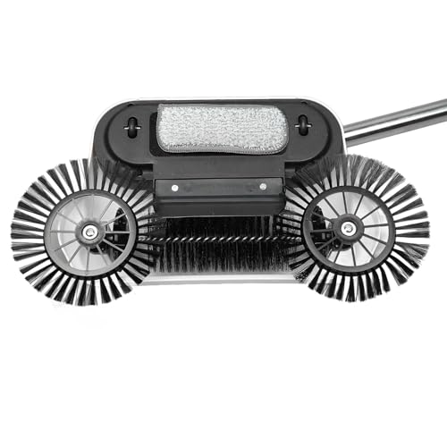 Hand Push Sweeper, Floor Sweeper Manual with Adjustable Long Handle, Foldable Sweeping Mopping Machine for Home Kitchen