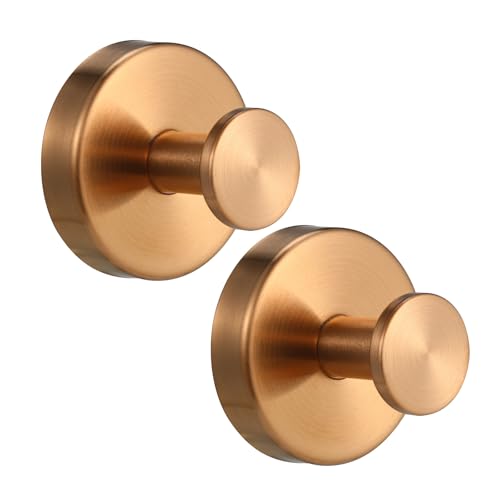 Suction Cup Hooks for Shower No-Drill Bathroom Hooks for Towels, Robes, Loofah Mountable on Bathroom Walls, Kitchen, Glass, Mirrors, Tile and Smooth,Non-Porous Surfaces (2, Champagne Bronze) - color: Champagne Bronze