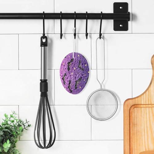 Bats Flying on Purple Background Dish Scrub Sponges Kitchen Halloween Non Scratch Reusable Compressed Cellulose Sponge Hanging for Household Cleaning Washing Dishes Pots and Pans 3 Pack - color: Pattern16