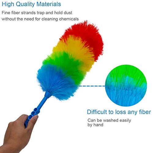 2 Pack Upgrade 19” Static Duster Beandable and Washable - More Fibers Bigger Head Less Loss of Fiber Duster
