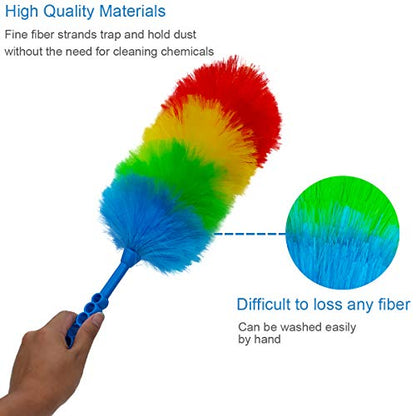 2 Pack Upgrade 19” Static Duster Beandable and Washable - More Fibers Bigger Head Less Loss of Fiber Duster