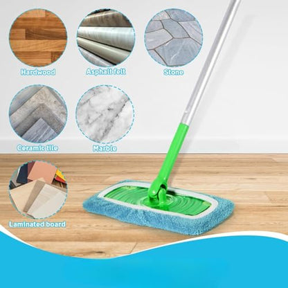 Microfiber Mop Pads - 4 Pack Reusable Washable Refills for Wet & Dry Floor Cleaning - Fits Most Standard Mops - Lake Blue Household Cleaning Pads - color: Lake Blue
