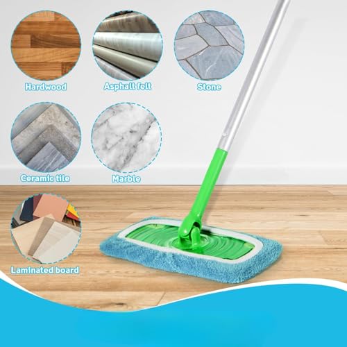 Microfiber Mop Pads - 4 Pack Reusable Washable Refills for Wet & Dry Floor Cleaning - Fits Most Standard Mops - Lake Blue Household Cleaning Pads - color: Lake Blue