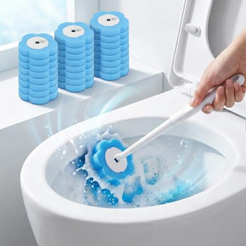 24pcs Toilet Brush Refills Replacement Sponge Heads for Toilet Bowl Cleaner Wand Hygienic Scrubbing Pads Deep Cleaning No Handle - color: 24 Brush Heads