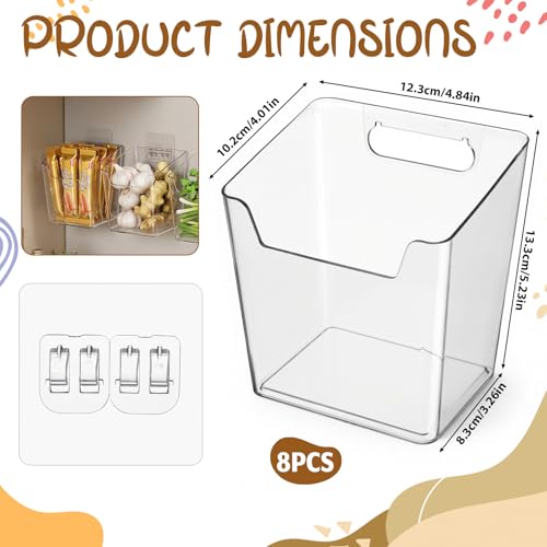 8 Pack Clear Adhesive Wall Storage Bins, Stackable Wall Mount Desktop Organizer Holders for Office Craft Remote Kitchen Sink RV Organization