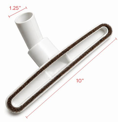Plastic Floor Brush with Horse Hair Bristles Tool Attachment Fits 1.25 Inch Vacuum Cleaner Wands, 10 Inch Wide Cleaning Path, White. (10 Inch White + 3 Inch Dust Brush) - size: 10 Inch White + 3 Inch Dust Brush