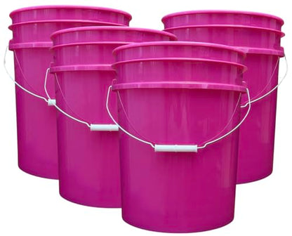 House Naturals 5 Gallon Premium HPDE Plastic Bucket - Made in USA Food Grade Storage Container, BPA Free All Purpose Pail (4, Magenta) - color: Magenta