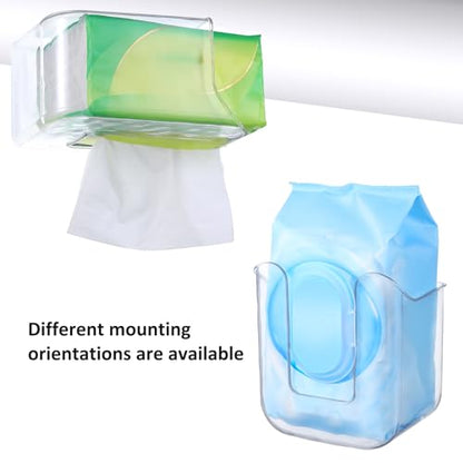 Wipes Dispenser Flushable Wipes Holder for Bathroom Wipe Container Clear Wipe Dispenser Wall-Mounted Tissue Box Wipes Holder for Bathroom Bedroom Kitchen - color: Transparent