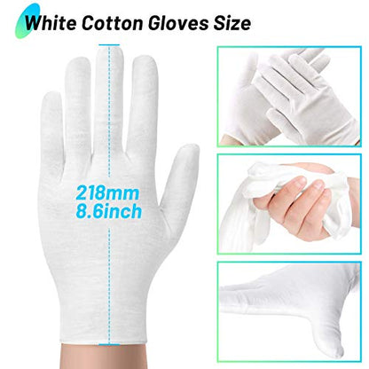 Cotton Gloves for Dry Hands, Paxcoo 20 Pairs Large White Cotton Gloves for Cosmetic Moisturizing and Inspection - size: 40 Count (Pack of 1)