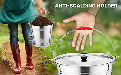 Skywin Metal Can with Lid - Durable 4 Gallon Metal Bucket with Lid for Heavy Loads - Environment-Friendly Trash Can for Outdoor, Safe Alternative to Plastic (2)