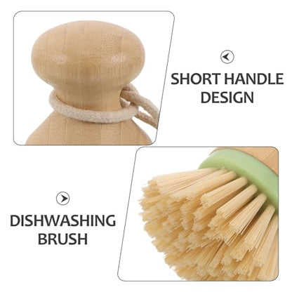 Dish Scrub Brush - Palm Brush with Ergonomic Wood Grip & Non-Scratch Medium Stiff Bristles for Cleaning Dishes, Pots, Pans, Kitchen Sink, Daily Dishwashing
