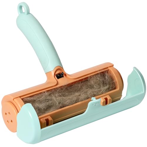 Reusable Pet Hair Remover Roller for Dog & Cat Hair – Lint Roller for Couch, Furniture, Carpet, Clothes & Car – Self-Cleaning Dog Hair Lint Roller and Cat Hair Remover for Home - color: Mint Green & Orange