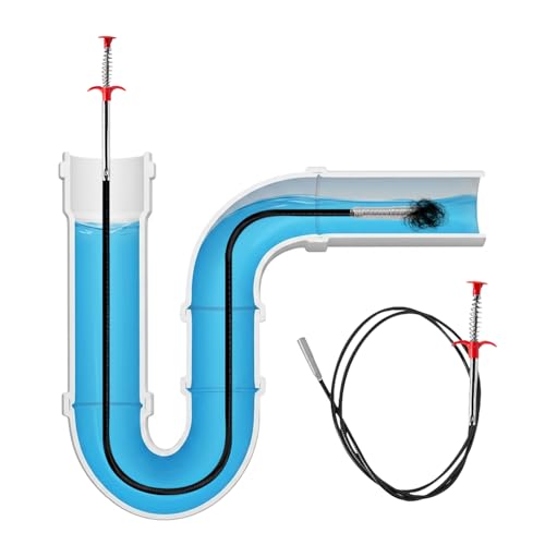Extra-Long (77 inch) Drain Snake,Drain Clog Remover & Toilet Snake Cleaner Tool for Kitchen Sink,Drains,Toilet,Bathroom Tub – Reusable Hair and Debris Cleaning Accessory