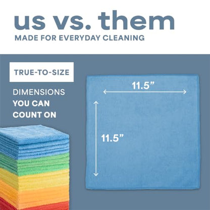 S&T INC. 25 Pack Microfiber Cleaning Cloth, Bulk Towels for Home, Reusable Microfiber Towels for Cars, Cleaning Rags, Assorted, 11.5 Inches x 11.5 Inches, 25 Count - size: 25 Pack