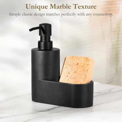 Shinowa Dish Soap Dispenser with Sponge Holder, Refillable Kitchen Dish Soap Dispenser Pump, 2-in-1 Countertop Soap Pump Dispenser for Kitchen Sink and Bathroom, Gravel Black - color: Gravel Black