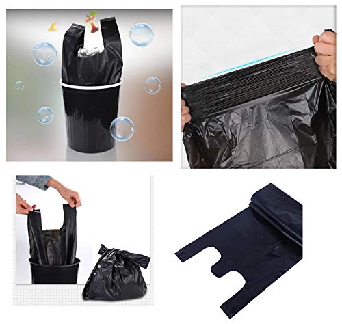 200 Counts Kitchen Garbage Bags and 1.8mil Thick Black Trash Bag with Handles, 14x21.6 Inch 3-4 Gallon Picnic, Kitchen, Daily Use, Bedroom Waste Bin Garbage Bags, Bulk Bags
