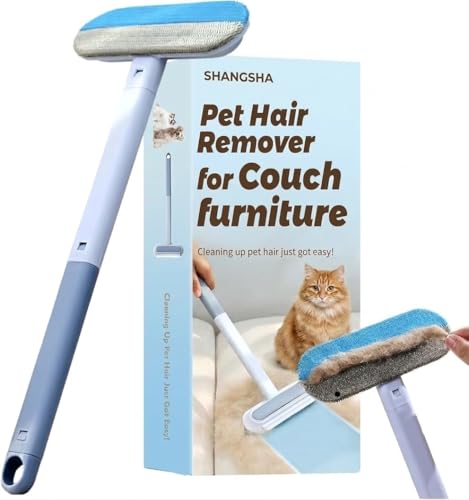 Pet Hair Remover for Furniture, Dog and Cat Hair Remover for Couch Carpet Furniture, 4 in 1 Multifunctional Pet Hair Removal Broom, Cleaning Brush for Window Tile, Reusable Washable