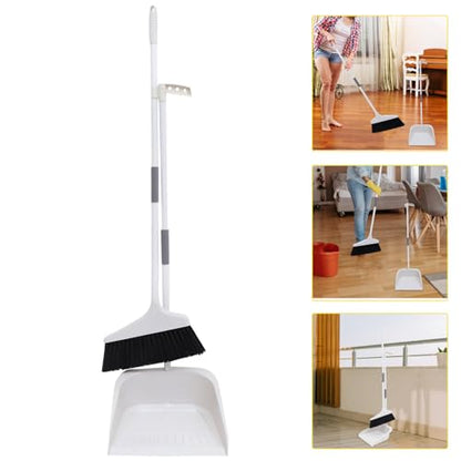 Healifty Broom Heavy Duty Dustpan Broom Set Household Floor Cleaning Tools Broom Dustpan Set 1 Set White - color: Color2
