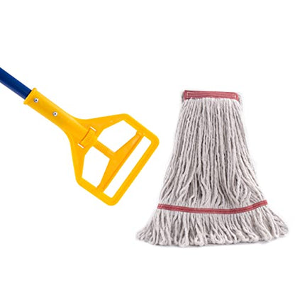 Matthew Cleaning Commercial Quick-Change Iron Mop Handle for Floor Cleaning Heavy Duty Mop Stick Replacement 60inch with Plastic Gripper Wet Mop Handles 6 Packs - color: Yellow Clamp