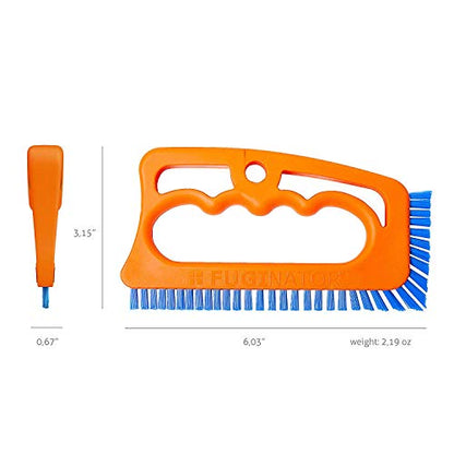 Fuginator Scrub Brush for Tile & Grout: Stiff Nylon Bristle Scrubbing Brush & Handle Connector - Bathtub / Shower Scrubber for Floor Joints & Seams - Cleaning Brushes & Supplies for Bathroom & Kitchen