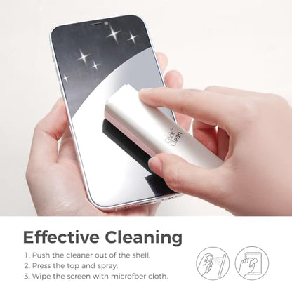 CLICK CLEAN Screen Cleaner, Fingerprint Proof Screen Cleaner Spray, All-in-One Cleaner with Microfiber, Shell and Phone Stand for All Phones, Laptop and Tablet Screens (Pink) - color: Pink