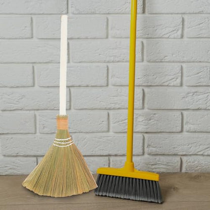 PRETYZOOM 2pcs Handwoven Soft Bristle Home Broom with Detachable Handle, Small and Large Straw Cleaning Brooms for Indoor Dust Removal and Living Room Sweeping