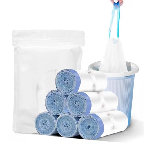Small Trash Bag, 2.6 Gallon Garbage Bags Bathroom Trash can Liners for Bedroom Home Kitchen 80 Counts,2 Gallon Trash Bag with Blue Drawstring, White Bags - style: 2.6 gallon
