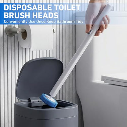 Disposable Toilet Brush- Toilet Bowl Cleaner, Toilet Bowl Brush, Toilet Wand with 12PCS Brush Refills for Bathroom Deep Cleaning Squre Shape(1 Pack, White) - size: 1 Brush + 12 Refills