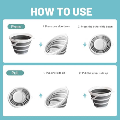 Collapsible Water Bucket (10L / 2.6 Gal) – Portable, Easy to Carry & Store, Ideal for Car Wash, Cleaning, Camping, Fishing, Outdoor Activities with Collapsible Handle Design, 2 Pack - size: 2 Pack