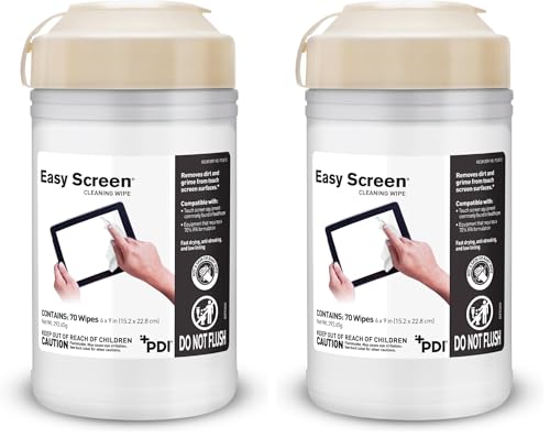 Easy Screen Cleaning Wipes, Electronic Screen Cleaning, Laptops, Monitors, Phone, Tablet, TV Screen Cleaning Wipe, 70 Wipes per Canister, Large 9"x 6" Durable Wipe (Pack of 2) - size: 1 Count (Pack of 140)